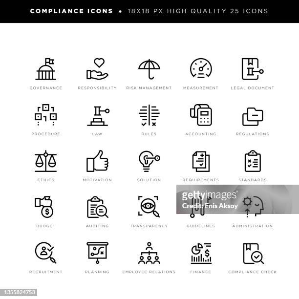 compliance icons for management, regulations, auditing, planning, standards etc. - federal budget stock illustrations
