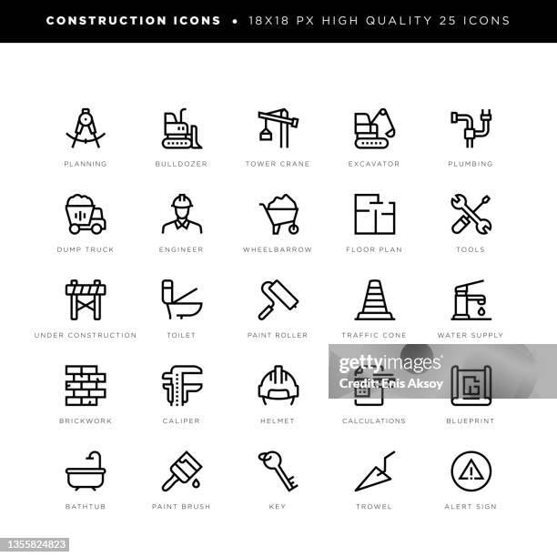 ilustrações de stock, clip art, desenhos animados e ícones de construction icons with its equipment and other keywords - tape measure