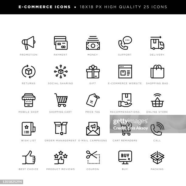 e-commerce icons for promotion, web site, mobile shop, online store, management etc. - personalized stock illustrations