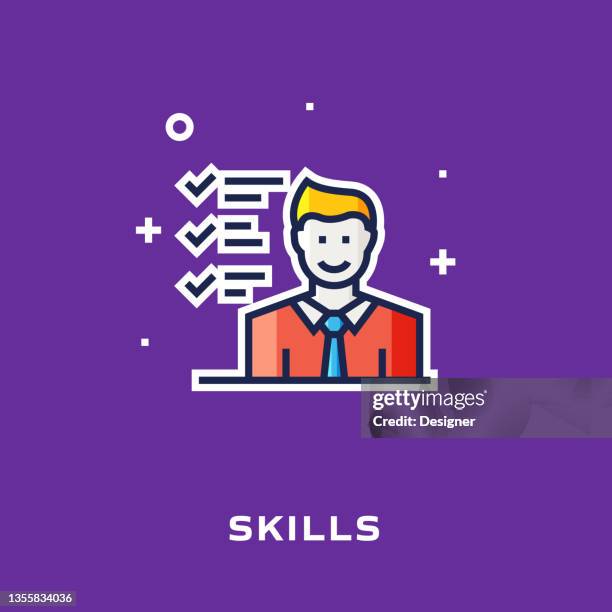 skills flat icon, flat design vector symbol illustration. - train side view icon stock illustrations