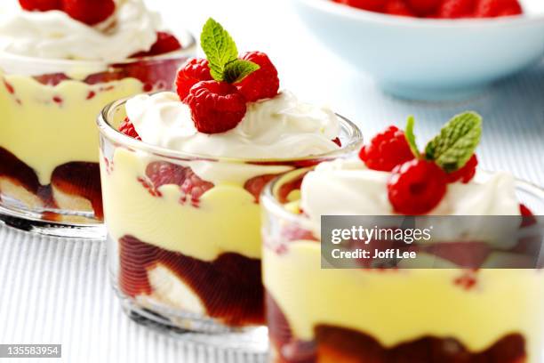 mini trifles - trifle stock pictures, royalty-free photos & images