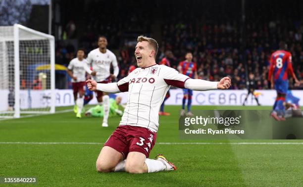 Matt Target of Aston Villa celebrates after scoring their side's first goal during the Premier League match between Crystal Palace and Aston Villa at...