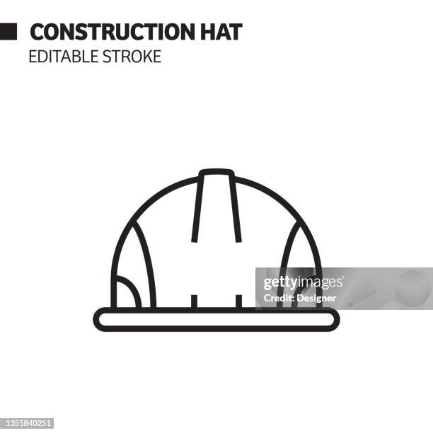 construction hat line icon, outline vector symbol illustration. - electrical contractor stock illustrations