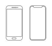 Smartphone outline icon mobile mockup. Wireframe front line vector cellphone