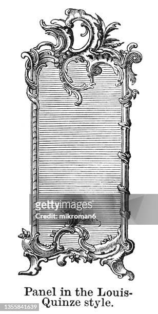 old engraved illustration of decorative panel in the louis-quinze style - antique ストックフォトと画像