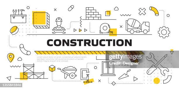 construction industry related modern line style vector illustration - electrical contractor stock illustrations