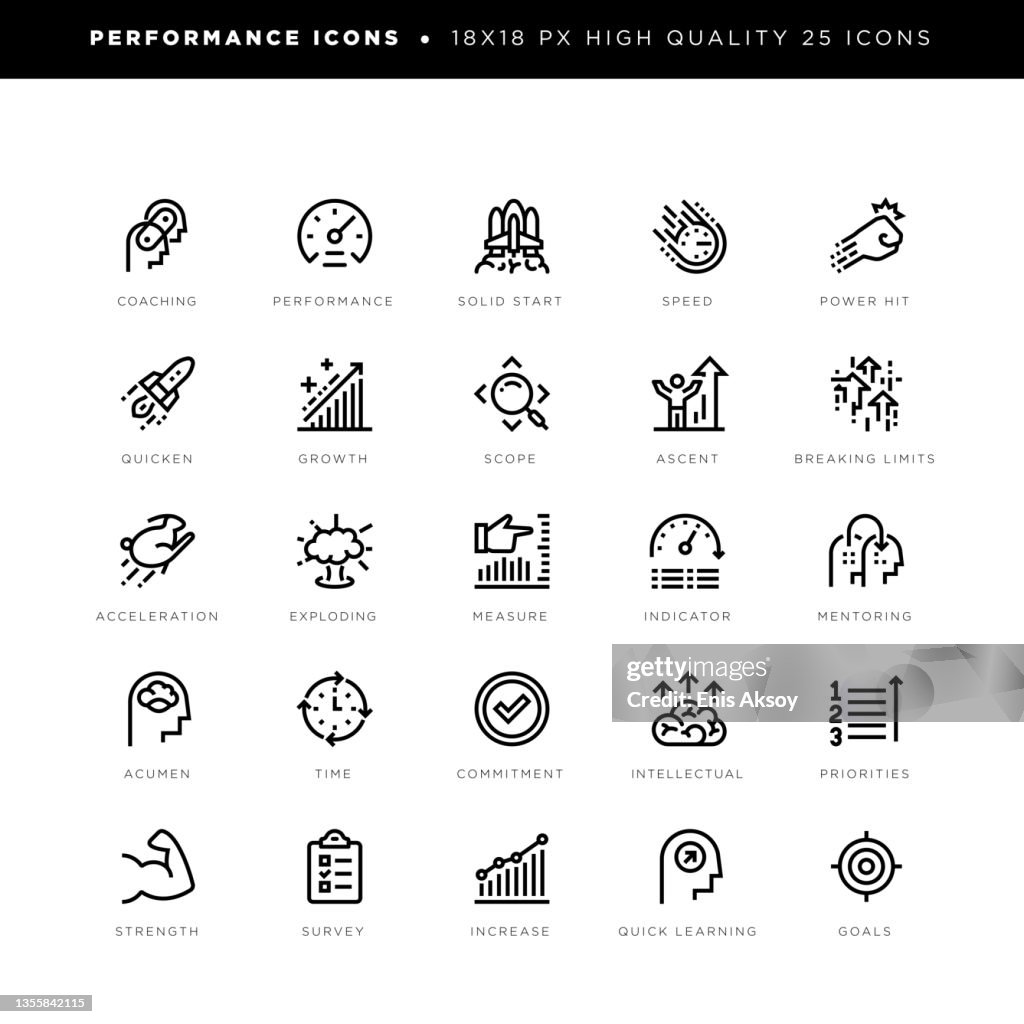 Performance icons for business, finance and industry