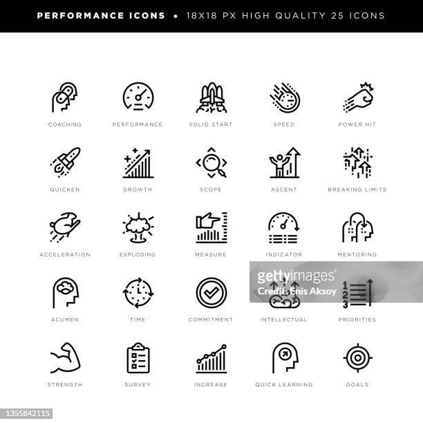 performance icons for business, finance and industry - dedication stock illustrations