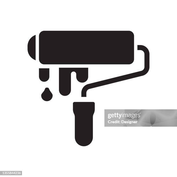 paint roller icon, vector symbol illustration. - electrical contractor working stock illustrations