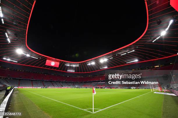 General view inside the stadium prior to the Bundesliga match between FC Bayern München and DSC Arminia Bielefeld at Allianz Arena on November 27,...