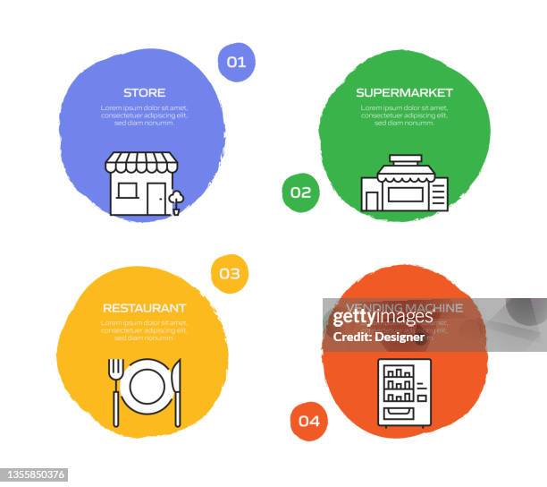 city life related process infographic template. process timeline chart. workflow layout with linear icons - road side view stock illustrations