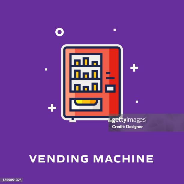 vending machine flat line icon, outline vector symbol illustration. - road side view stock illustrations