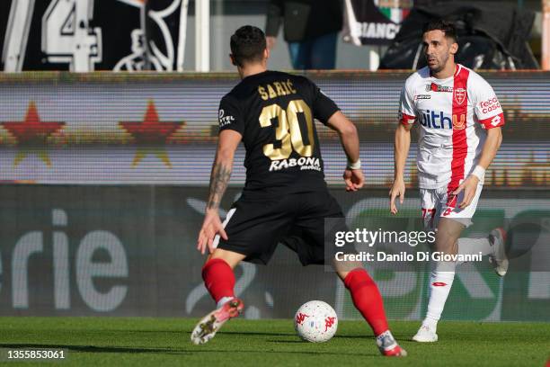 Marco D'Alessandro of AC Monza in action during the Serie B match between Ascoli Calcio 1898 FC and AC Monza at Stadio Cino e Lillo Del Duca on...