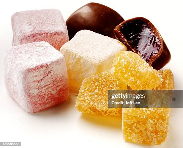 assorted turkish delight - turkish delight stock pictures, royalty-free photos & images