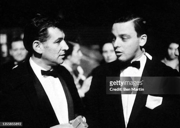 Leonard Bernstein and Stephen Sondheim on opening night of West Side Story, September 26, 1957