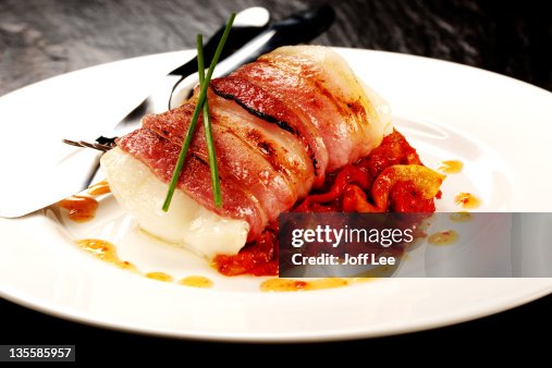Cod wrapped in bacon Cod wrapped in bacon