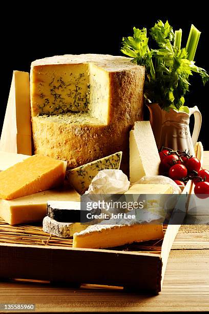 selection of cheeses - stilton stock-fotos und bilder