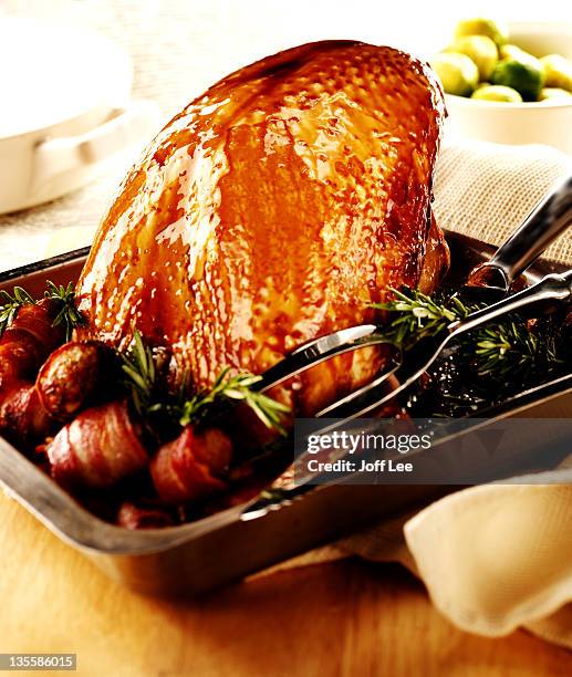 roast turkey crown with trimmings - christmas crown stock pictures, royalty-free photos & images