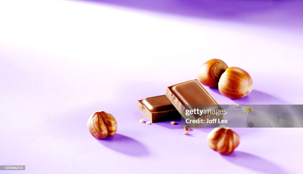 Chocolate squares with hazelnuts