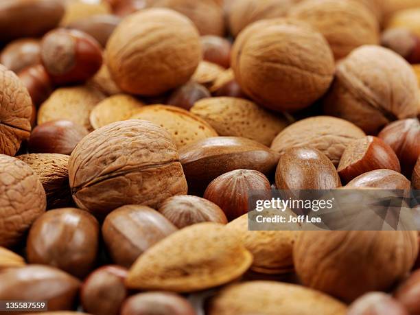 mixed nuts - chestnut stock pictures, royalty-free photos & images