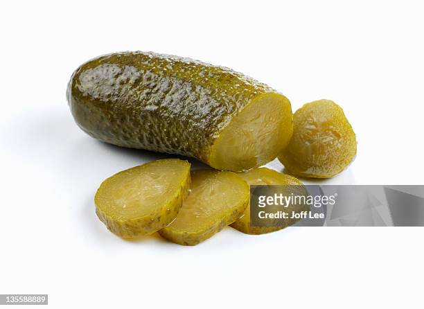 sliced gherkin - pickle stock pictures, royalty-free photos & images