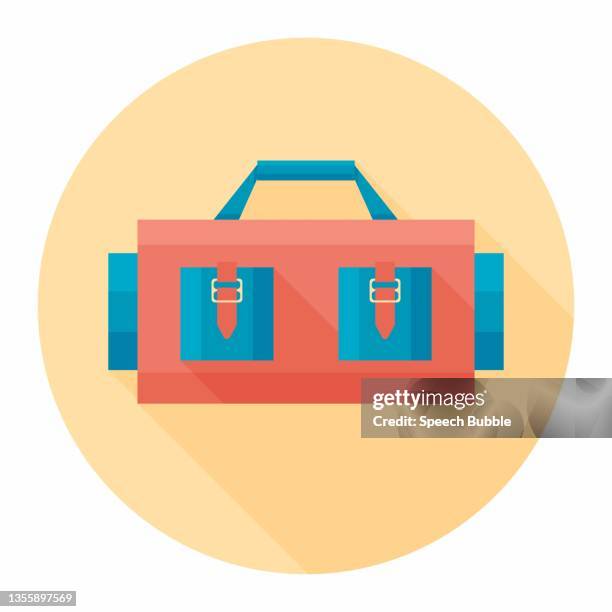 gym bag flat icon - shoulder exercise stock illustrations