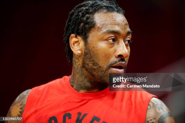 John Wall of the Houston Rockets takes practice at Toyota Center on November 24, 2021 in Houston, Texas. NOTE TO USER: User expressly acknowledges...