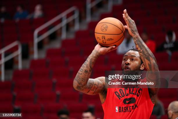 John Wall of the Houston Rockets takes practice at Toyota Center on November 24, 2021 in Houston, Texas. NOTE TO USER: User expressly acknowledges...