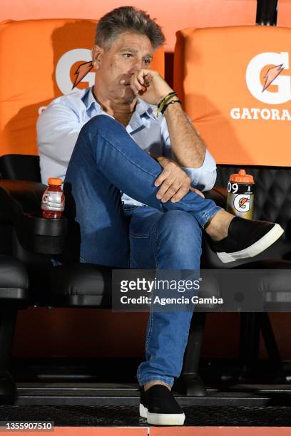 Renato Gaucho coach of Flamengo looks dejected after the final match of Copa CONMEBOL Libertadores 2021 between Palmeiras and Flamengo at Centenario...