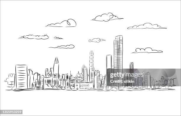 bildbanksillustrationer, clip art samt tecknat material och ikoner med city background - storstad