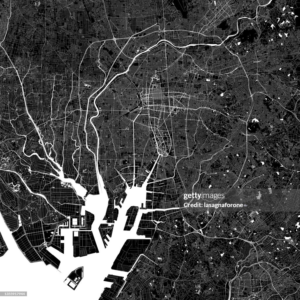 Nagoya, Japan Vector Map