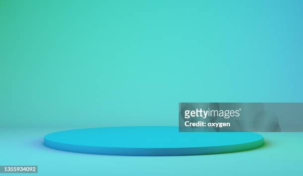 abstract 3d rendering cylinder aqua podium background.  minimalism vibrant teal still life style - verde azulado imagens e fotografias de stock