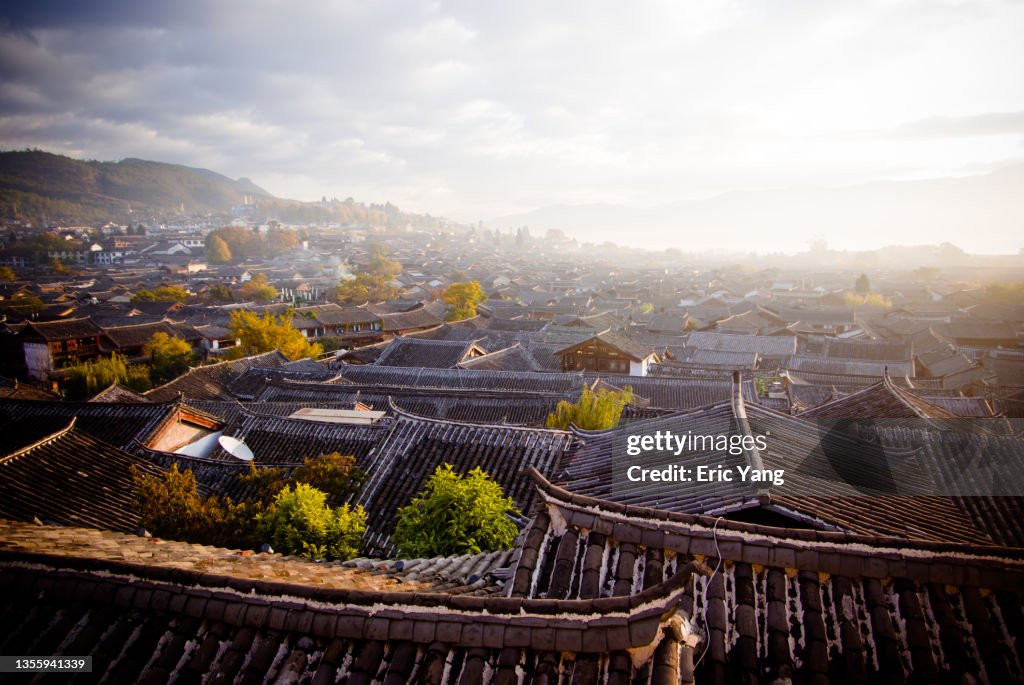 Chinese style old town at early morning