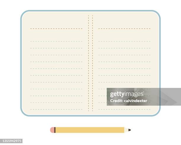 illustrations, cliparts, dessins animés et icônes de bloc-notes avec espace de copie - cahier ouvert