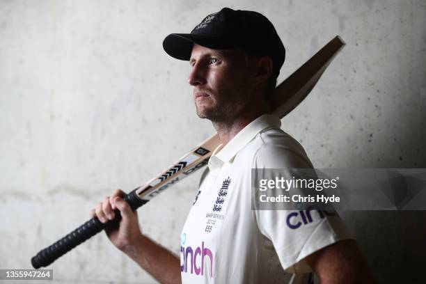 Joe Root poses during an England Ashes Squad portrait session at The Gabba on November 28, 2021 in Brisbane, Australia.