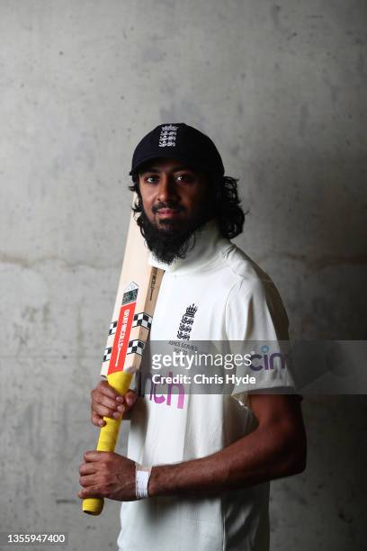 Haseeb Hameed poses during an England Ashes Squad portrait session at The Gabba on November 28, 2021 in Brisbane, Australia.
