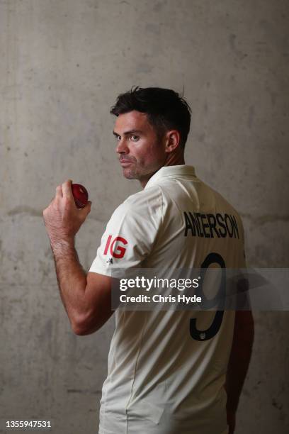 James Anderson poses during an England Ashes Squad portrait session at The Gabba on November 28, 2021 in Brisbane, Australia.