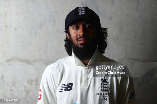 Haseeb Hameed poses during an England Ashes Squad portrait session at The Gabba on November 28, 2021 in Brisbane, Australia.