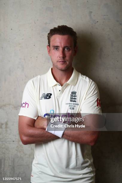 Stuart Broad poses during an England Ashes Squad portrait session at The Gabba on November 28, 2021 in Brisbane, Australia.