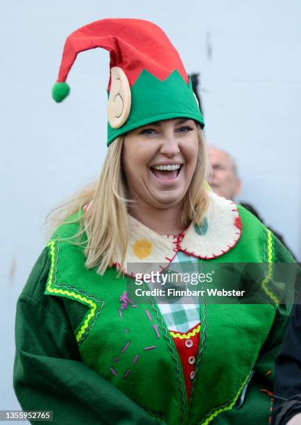 This Morning’s Josie Gibson dresses as an elf to take part in a world-record elf gathering attempt at the town's Christmas lights switch on, on...
