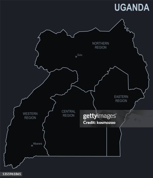 Uganda Basic Map Map Uganda Africa Detailed Political And Administrative Map Of Uganda