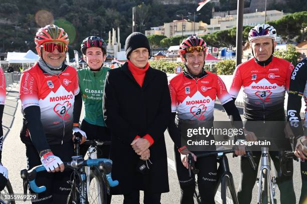 Fight Aids Team : Marc Toesca, Antoine Berlin, Princess Stephanie of Monaco, Chris Carette and Auguste Coutunho attend the cycling festival 'Monaco...
