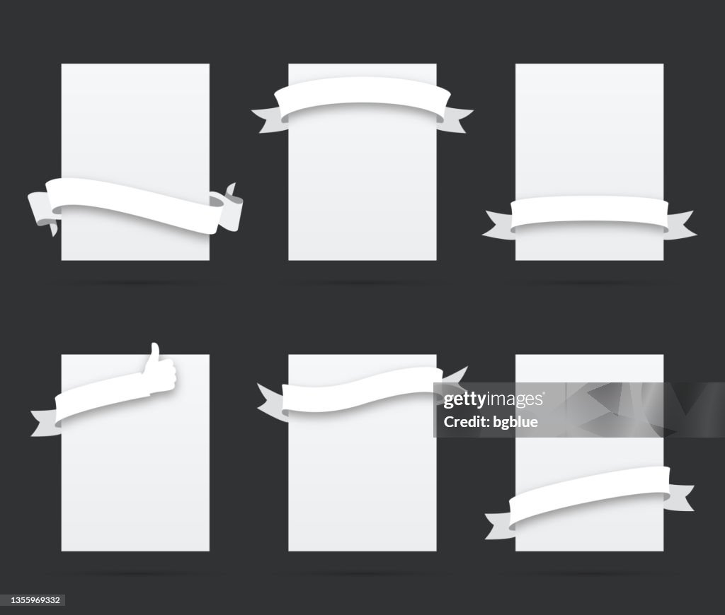 File Ribbon White Set Of White Ribbons On Blank White Labels Design Elements High-Res ...