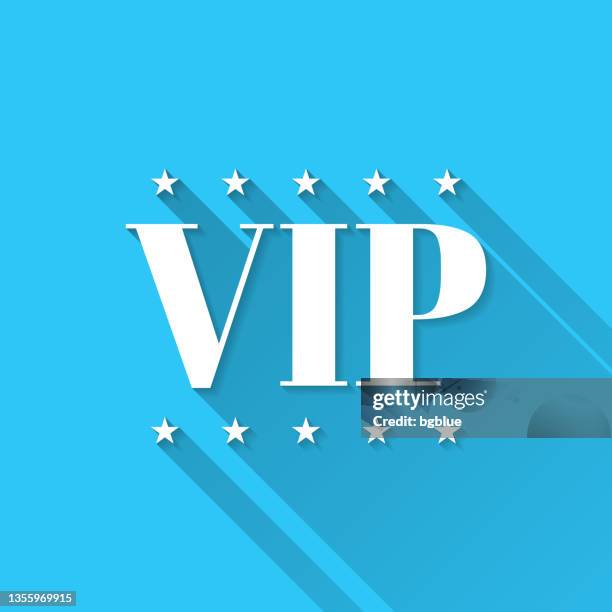 vip. icon on blue background - flat design with long shadow - celebrity event stock illustrations