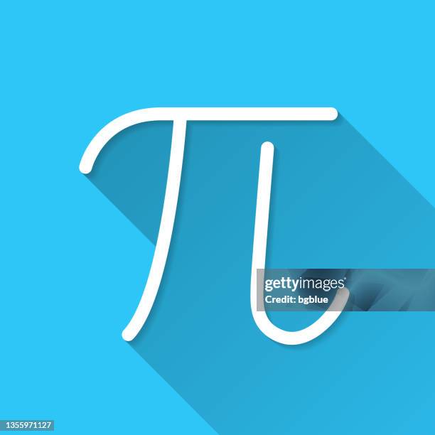 pi. icon on blue background - flat design with long shadow - radius stock illustrations