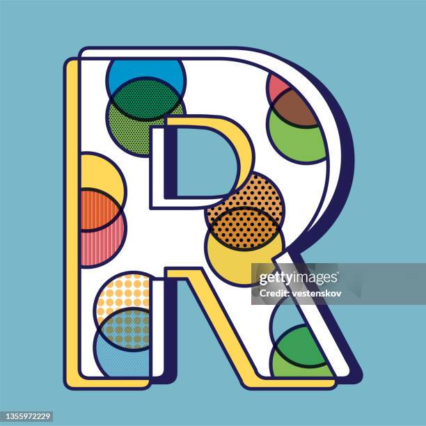 bunte punkte moderne pop-art-stil alphabete - comicautor stock-grafiken, -clipart, -cartoons und -symbole