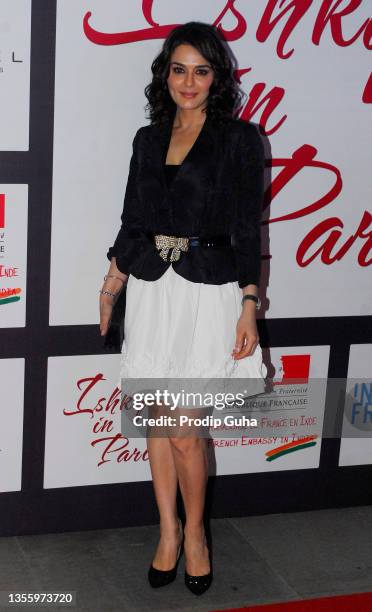 Preity Zinta attends the French Embassy's official Soiree honouring actress Isabelle Adjani on June 19,2012 in Mumbai, India.
