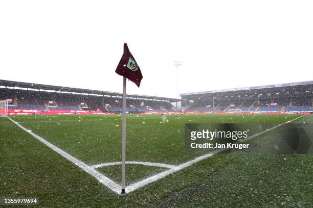General view inside the stadium prior to the Premier League match between Burnley and Tottenham Hotspur at Turf Moor on November 28, 2021 in Burnley,...