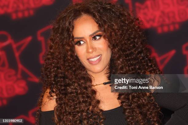 Amel Bent attends the 22nd NRJ Music Awards on November 20, 2021 in Cannes, France.