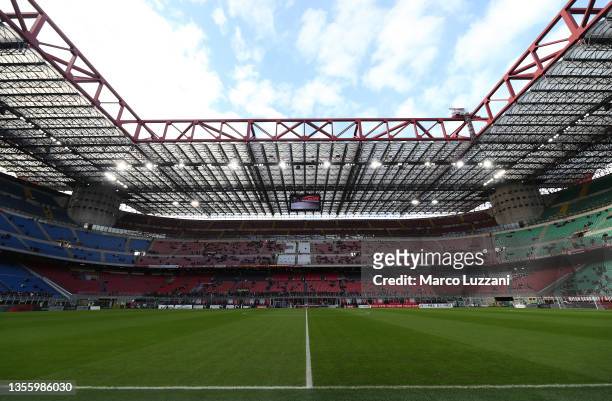 General view inside the stadium prior to the Serie A match between AC Milan and US Sassuolo at Stadio Giuseppe Meazza on November 28, 2021 in Milan,...